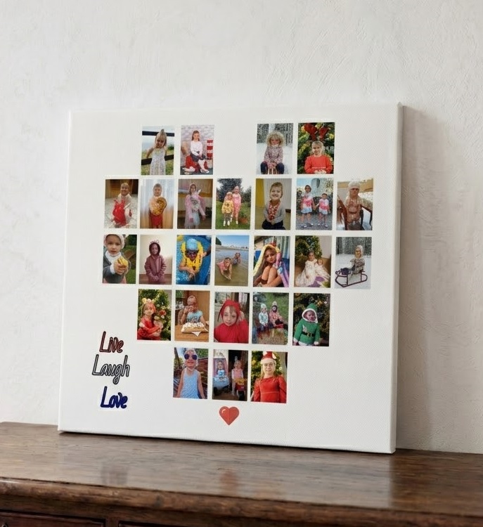 Obraz kolaż w kształcie serca