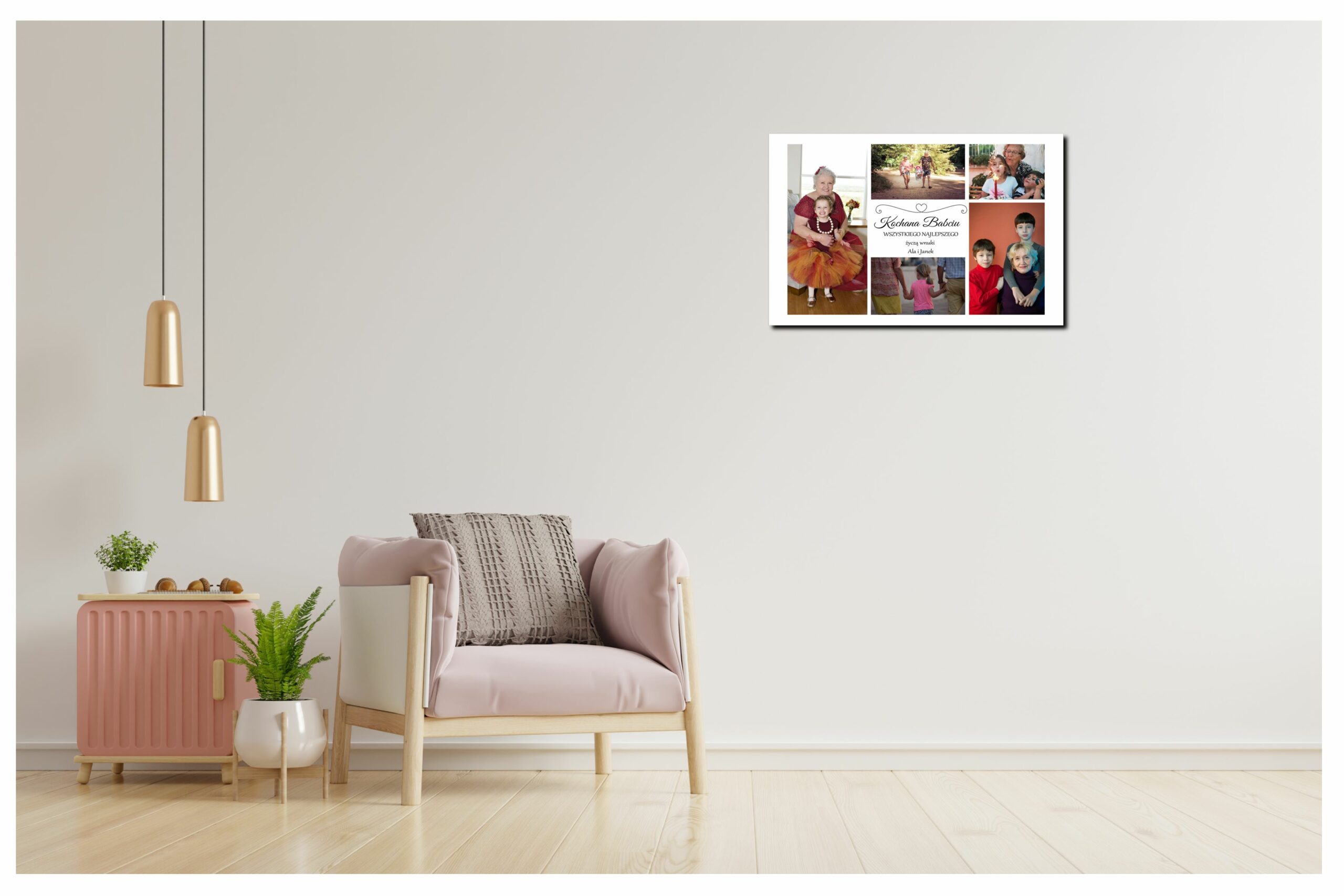 Obraz na Płótnie dla Babci i Dziadka – Kolaż 5 Zdjęć z Dedykacją