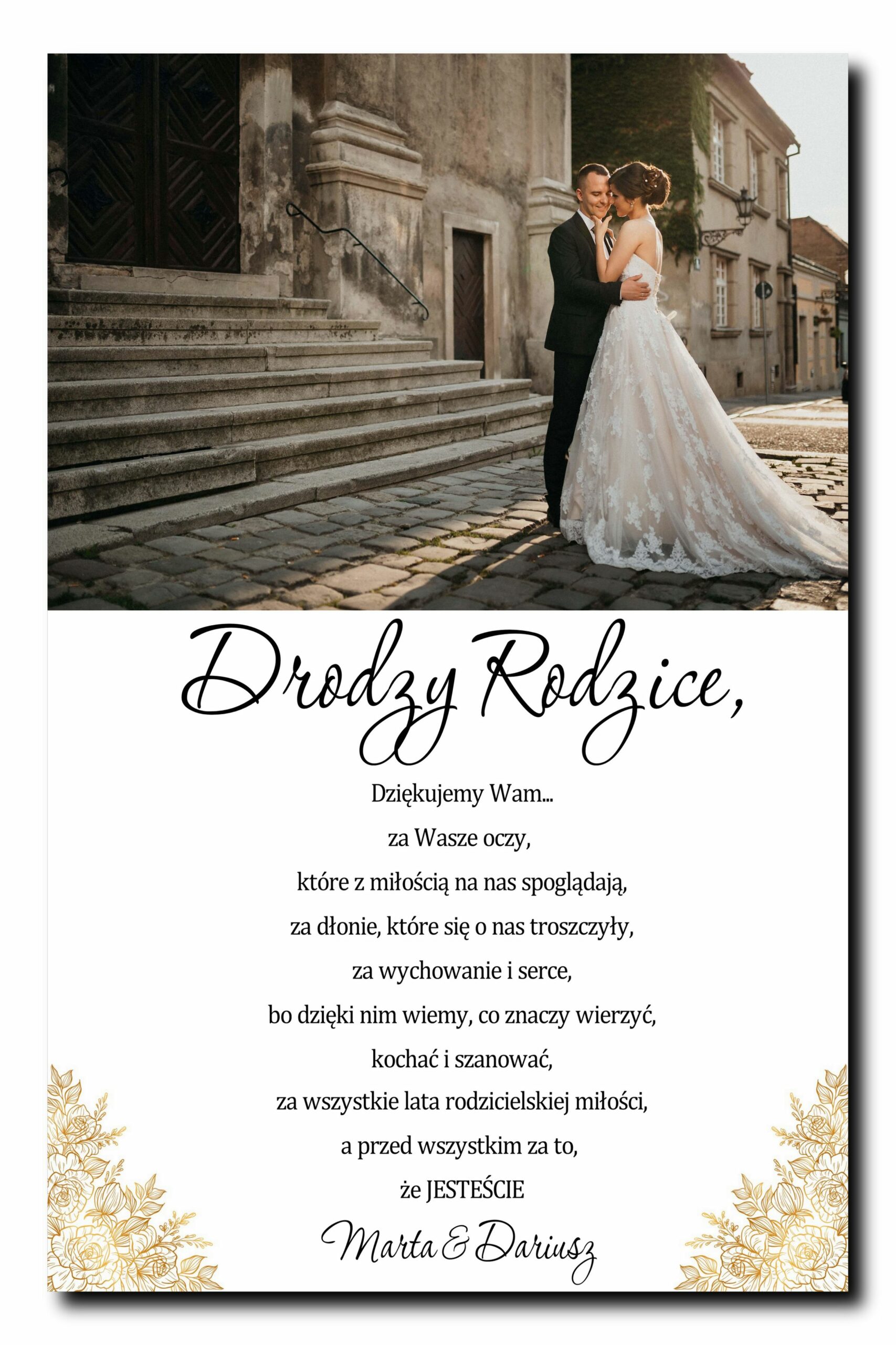 Prezent dla rodziców obraz podziękowanie ślubne na ślub