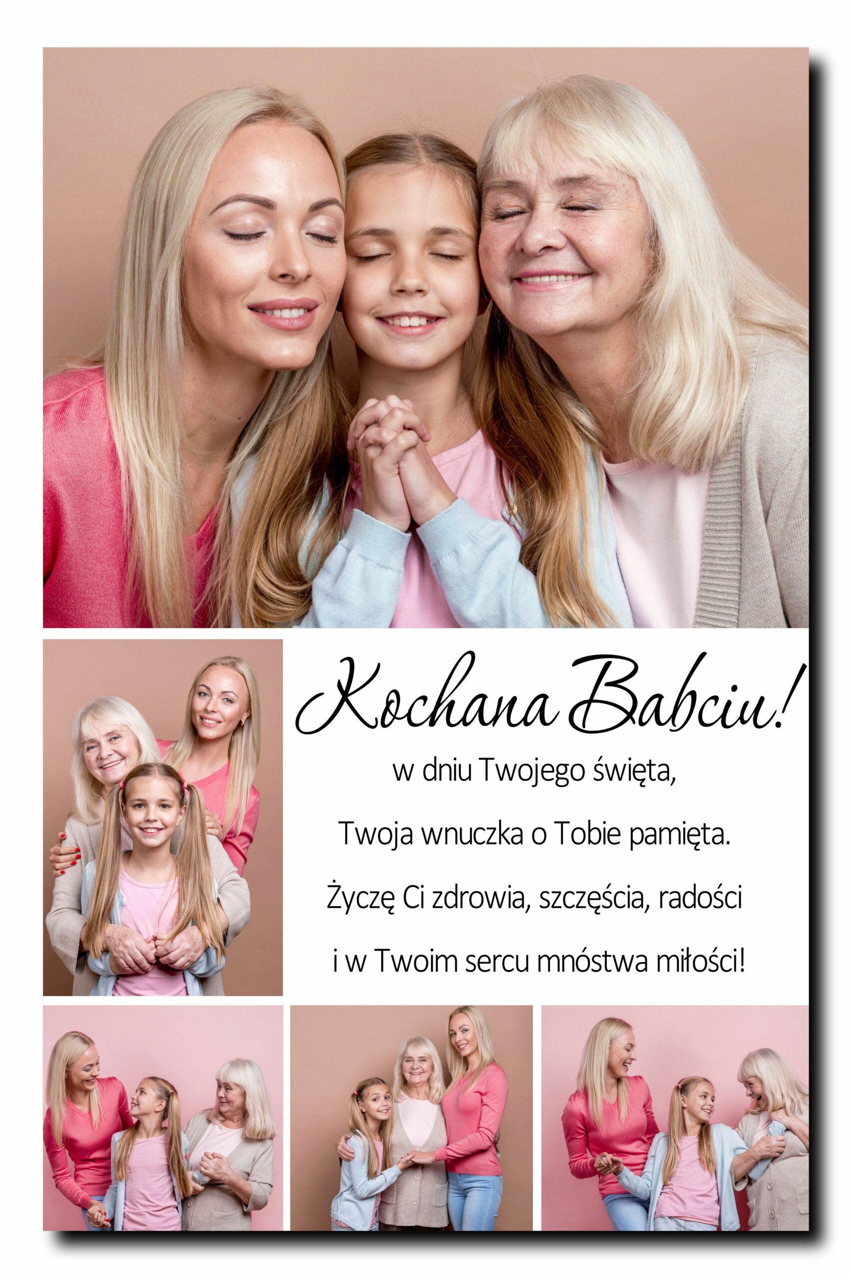Obraz Kolaż na 4 Zdjęcia – Prezent na Dzień Babci i Dziadka