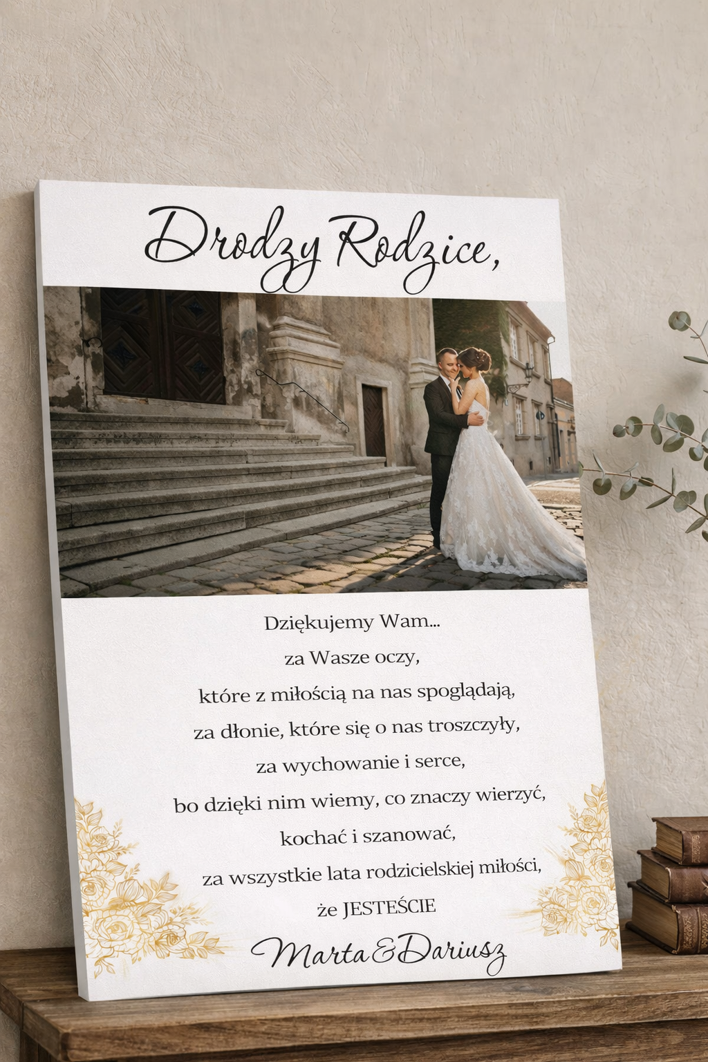 Obraz podziękowania podziękowanie na ślub wesele dla rodziców PREZENT