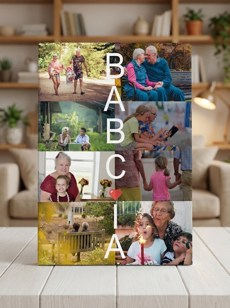 Prezent dla Babci ze zdjęciem - obraz na płótnie