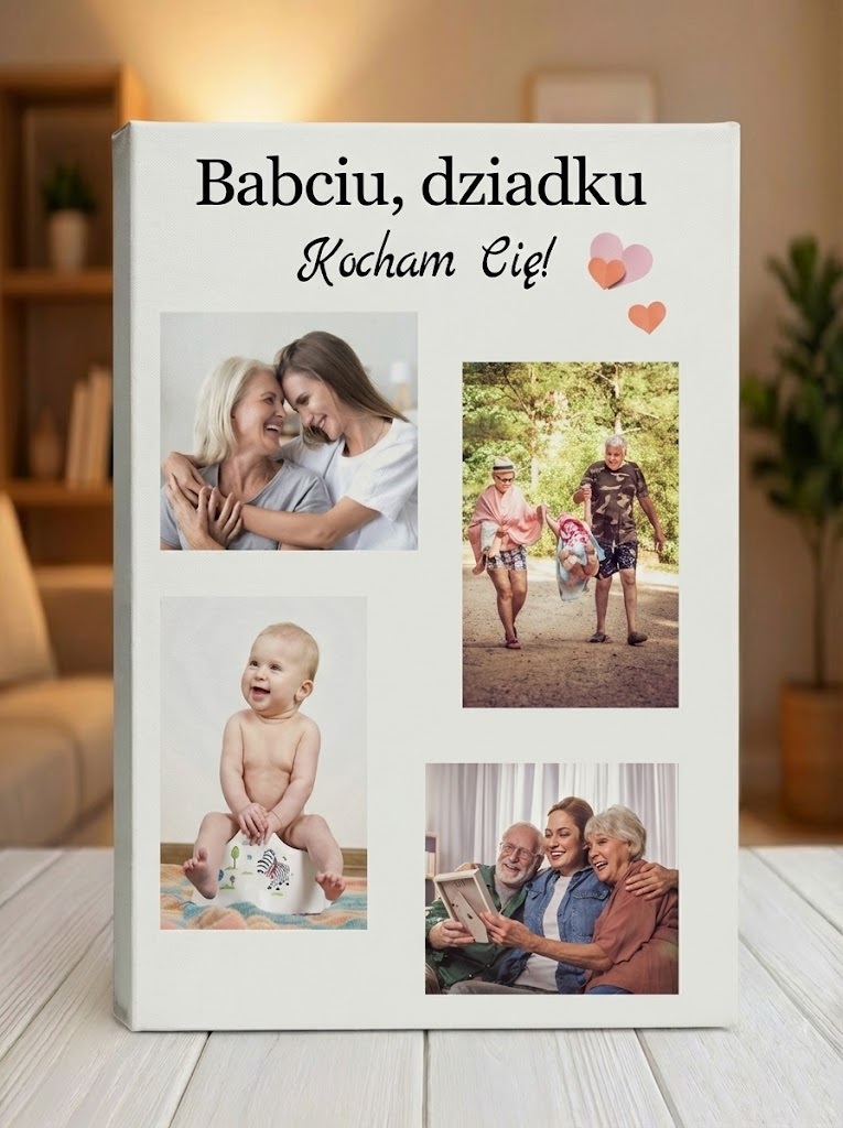 Prezent na dzień babci i dziadka ze zdjęć- obraz na płótnie