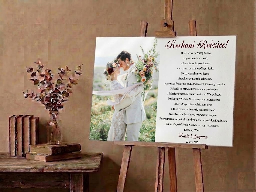Prezent obraz podziękowania podziękowanie ślubne dla rodziców z dedykacją