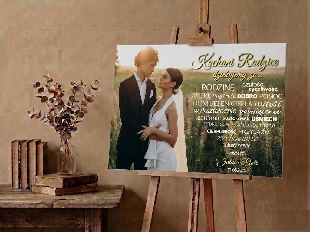 Obraz podziękowania ślubne dla rodziców ze zdjęciem SERCE