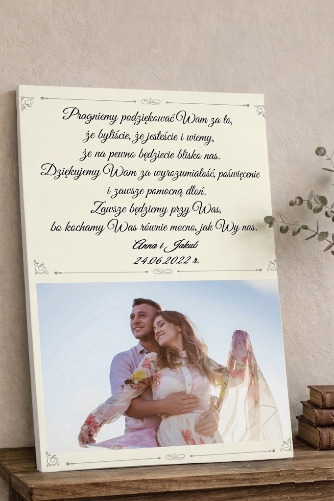 Podziękowania ślubne dla rodziców dziadków obraz ze zdjęciem z życzeniami