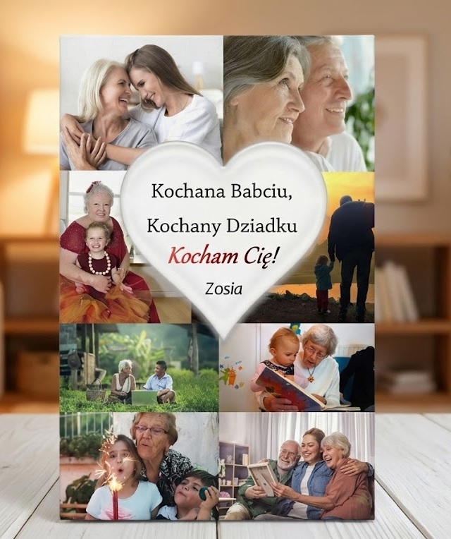 Prezent dla Dziadków ze Zdjęciami – Obraz na Płótnie z Dedykacją