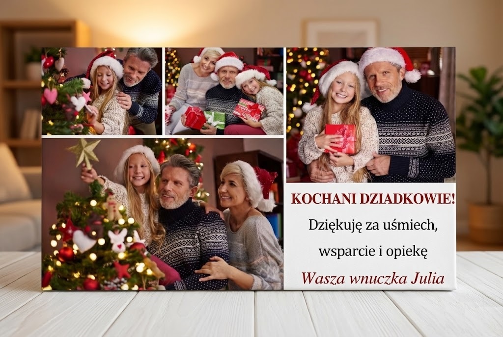 Prezent dla Dziadków – Obraz na Płótnie Kolaż z 4 Zdjęć