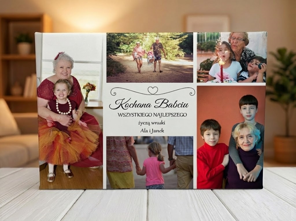 Prezent obraz dla Babci i Dziadka – Kolaż z 5 Zdjęć z Dedykacją