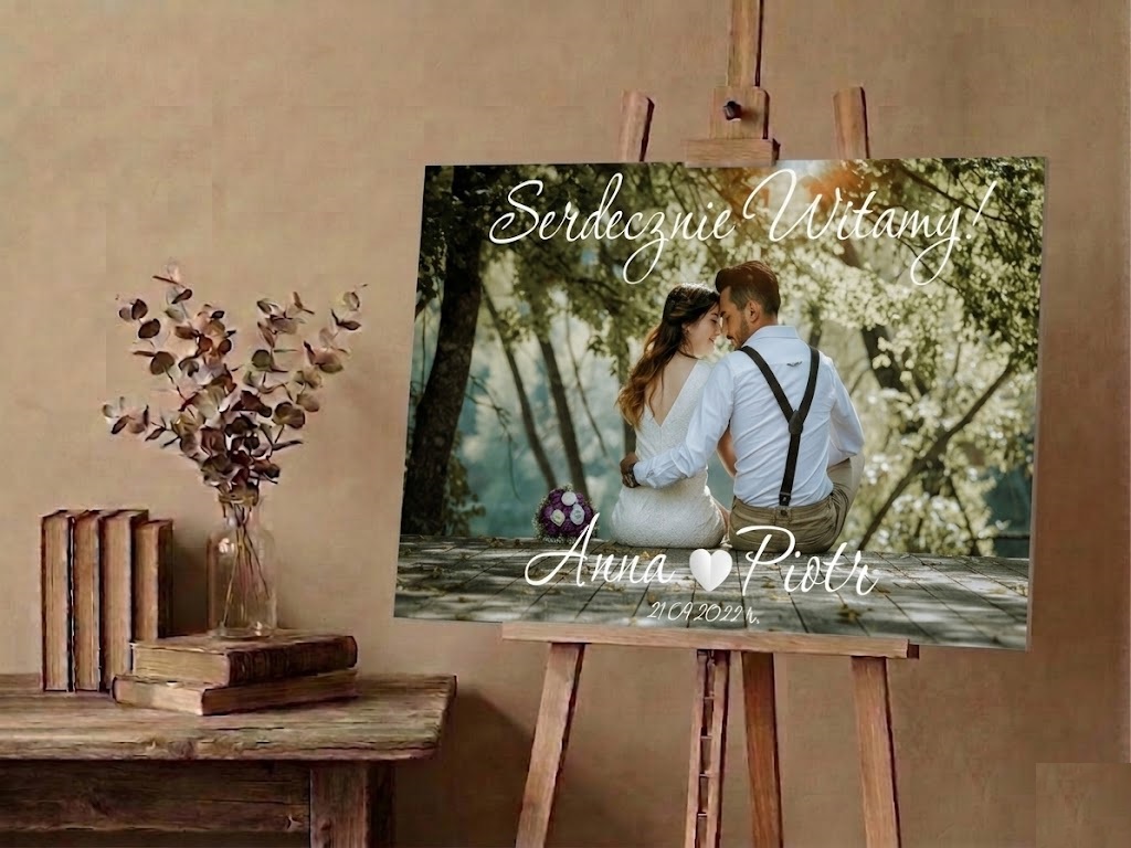 Tablica powitalna na wesele ślub obraz ze zdjęciem z własnym zdjęciem