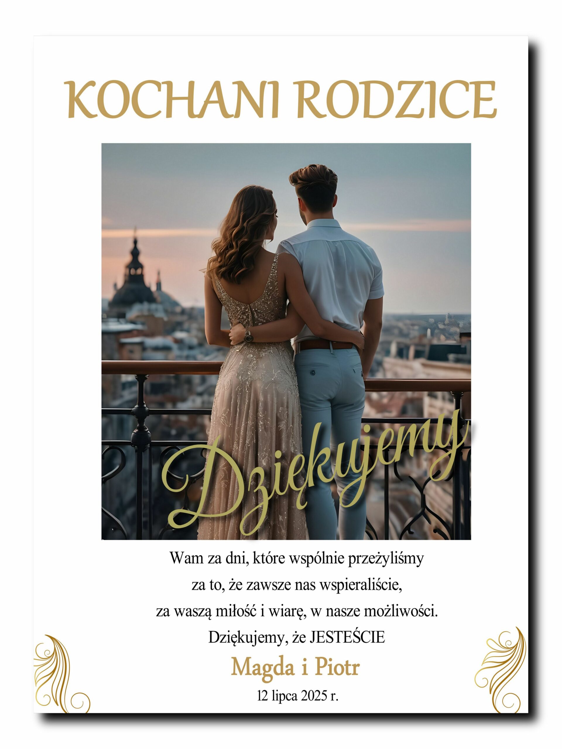 Podziękowania na ślub ślubne obraz ze zdjęciem i dedykacją