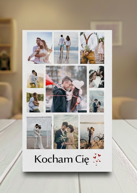 Obraz kolaż KOCHAM CIĘ na walentynki z 11 zdjęć