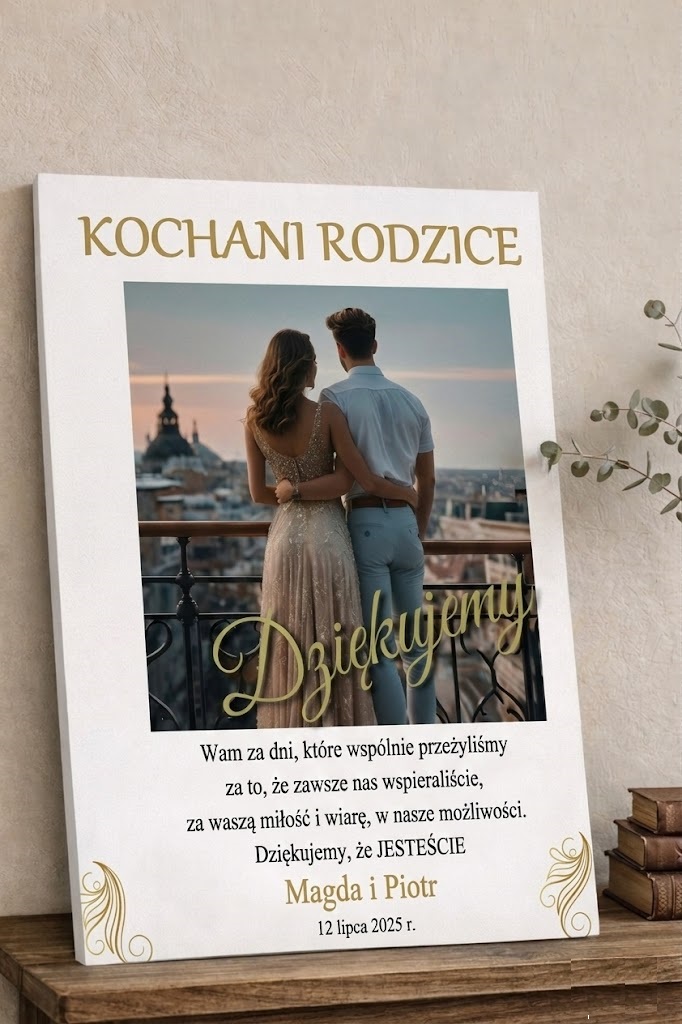 Obraz prezent dla rodziców podziękowanie na ślub wesele ze zdjęciem