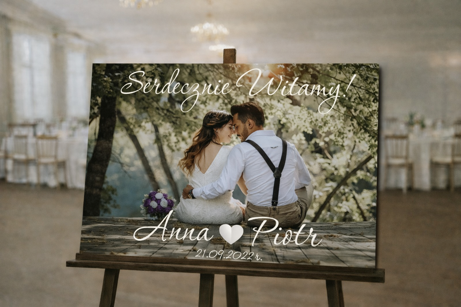 Tablica powitalna na wesele ślub obraz ze zdjęciem z własnym zdjęciem