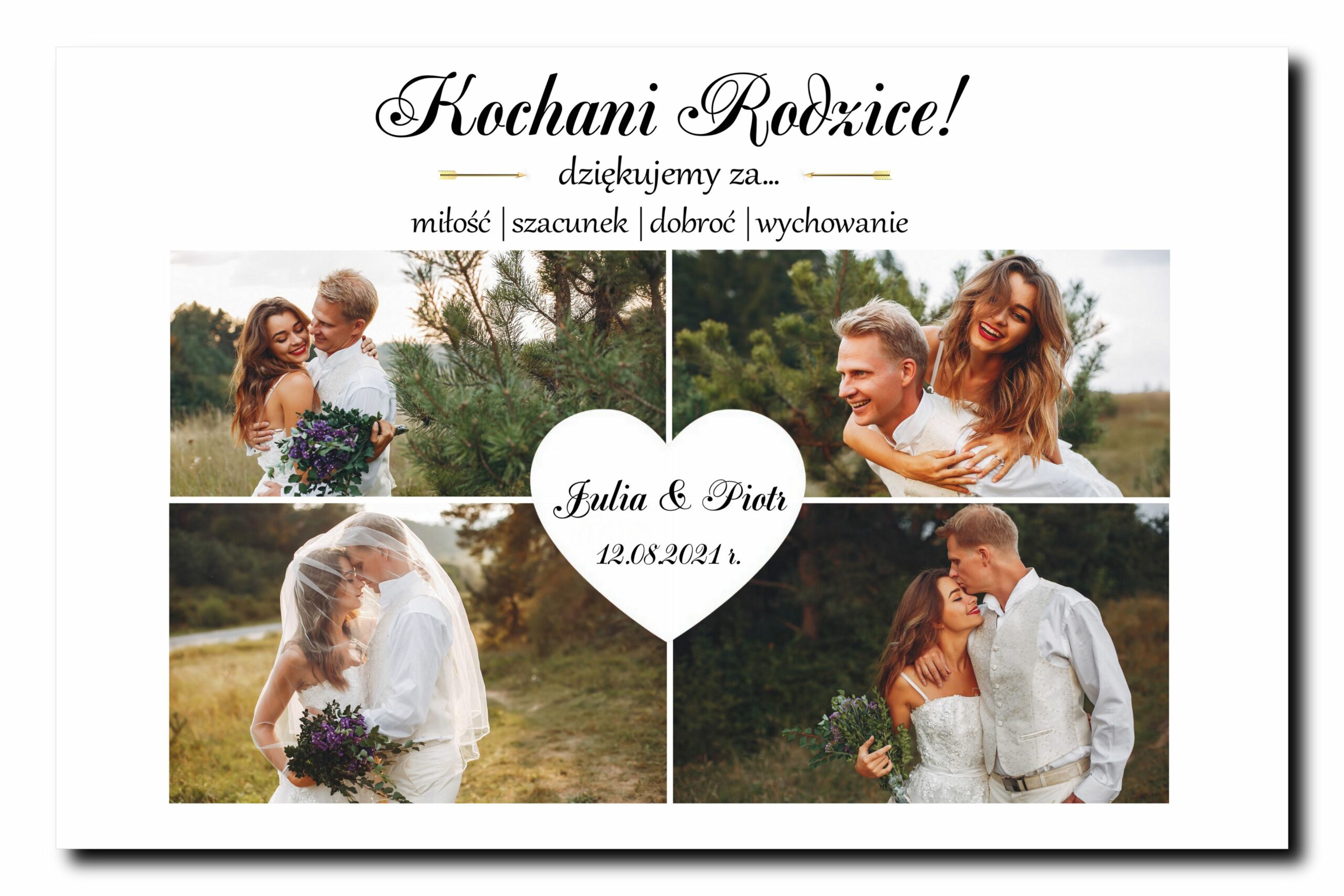 Obraz ze zdjęciem zdjęciami kolaż dla rodziców podziękowanie na płótnie