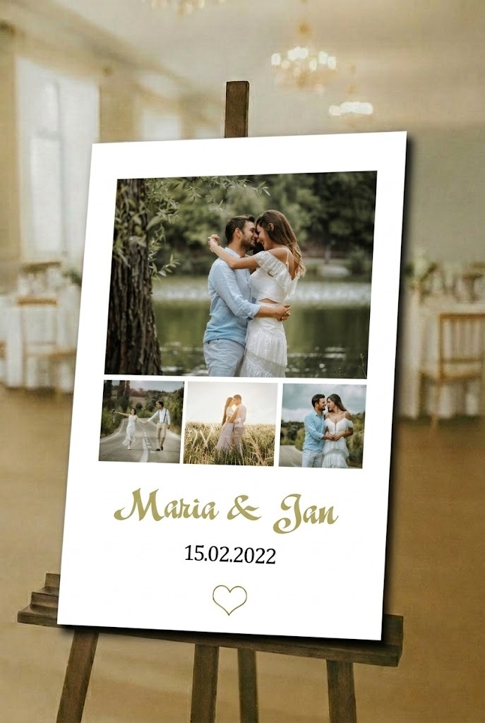 Tablica Powitalna Kolaż ze Zdjęć na Wesele