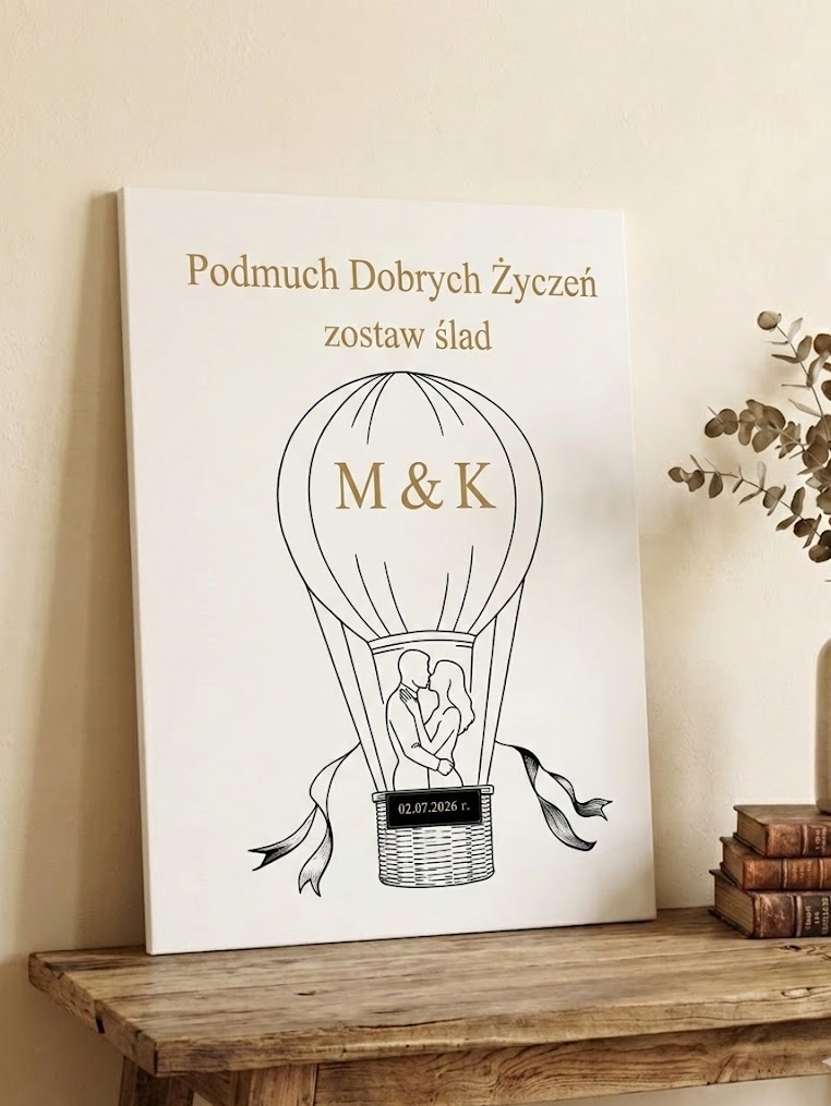 Księga gości obraz motyw podróży BALON para młoda