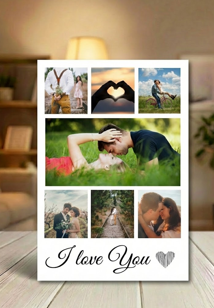 Foto kolaż obraz ze zdjęć prezent na walentynki