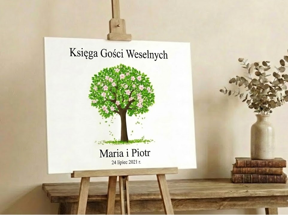 Księga gości obraz na płótnie drzewo kwitnące na podpisy odciski