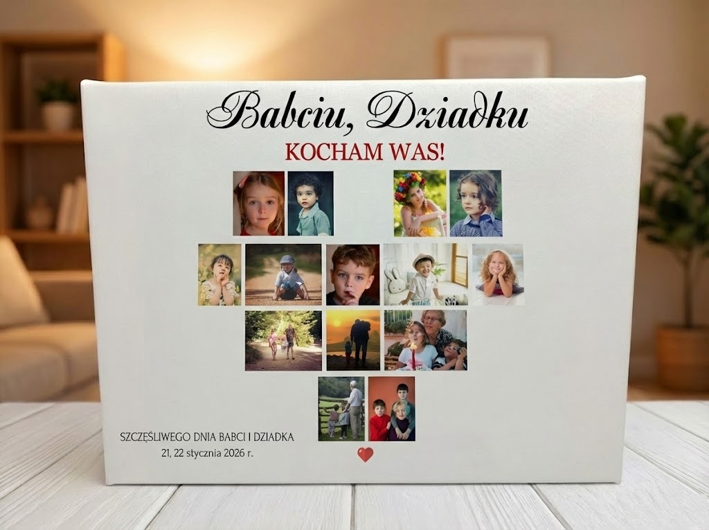 Obraz na Płótnie Kolaż Serce – Prezent dla Dziadków