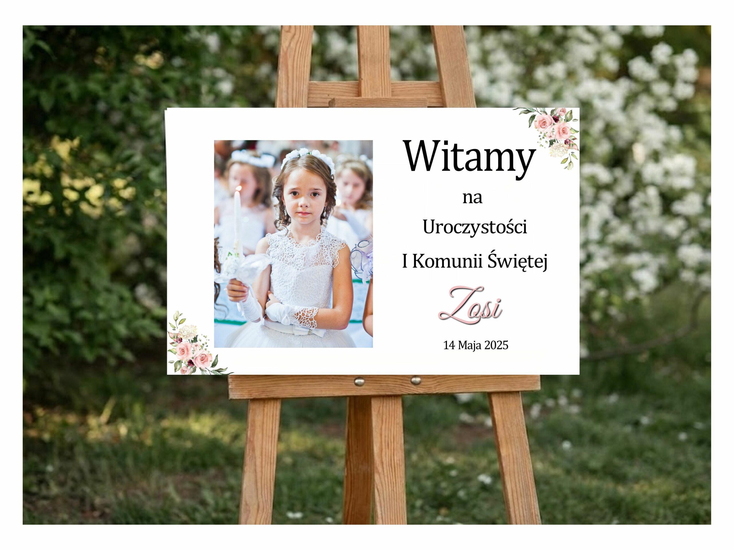 Obraz na komunię dla dziewczynki tablica powitalna