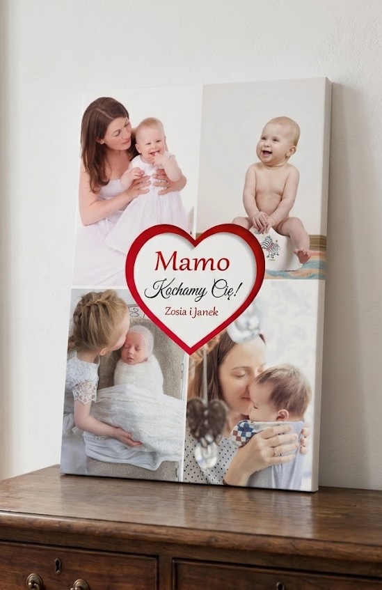 Obraz kolaż serce z 4 zdjęć na Dzień Matki