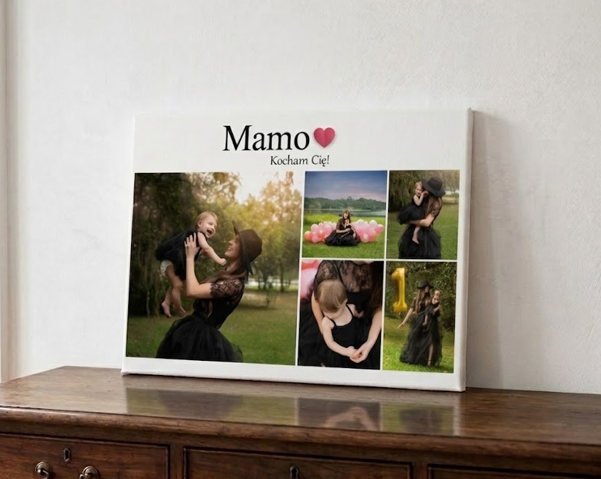Obraz dla mamy kolaż z 5 zdjęć prezent na dzień matki