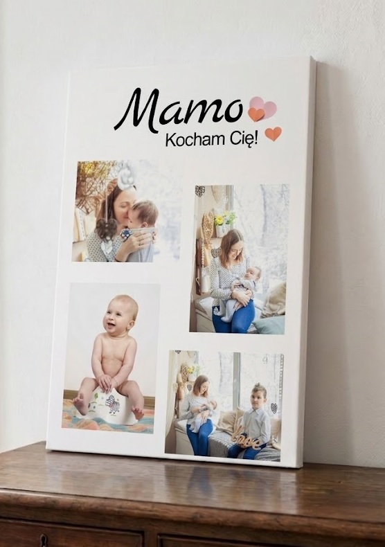 Prezent dla mamy obraz kolaż z 4 zdjęć na Dzień Matki
