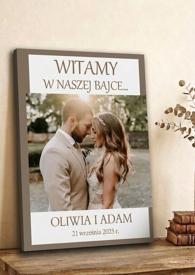 Tablica powitalna na ślub wesele ze zdjęciem ze zdjęcia obraz