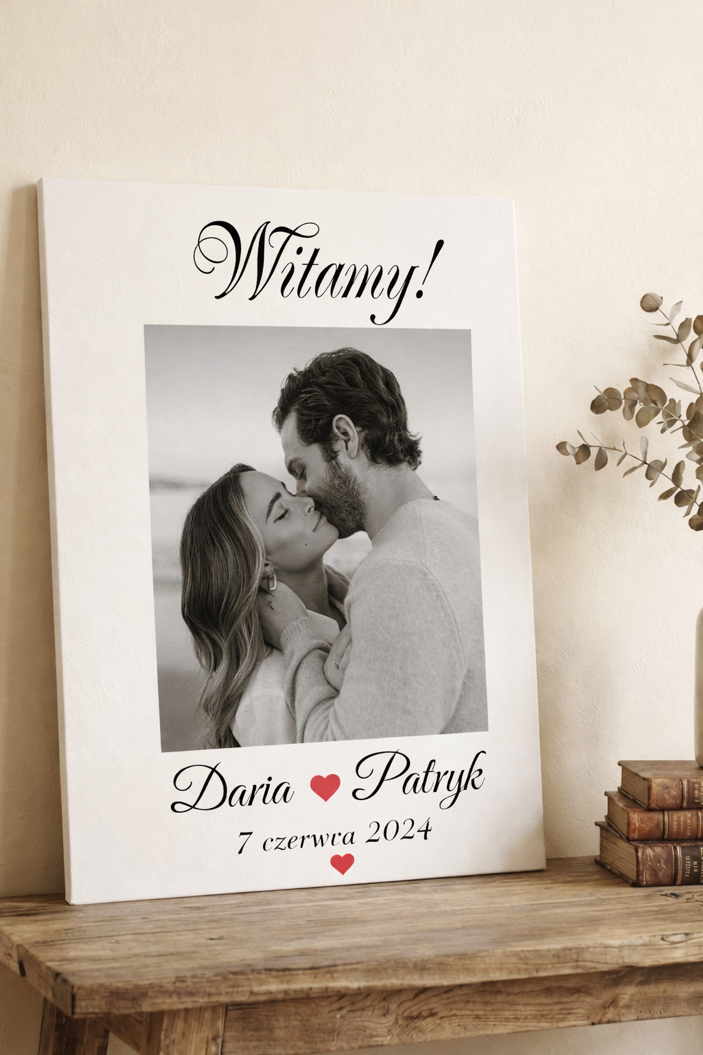 Obraz tablica powitalna na ślub wesele ze zdjęciem ze zdjęcia z personalizacją