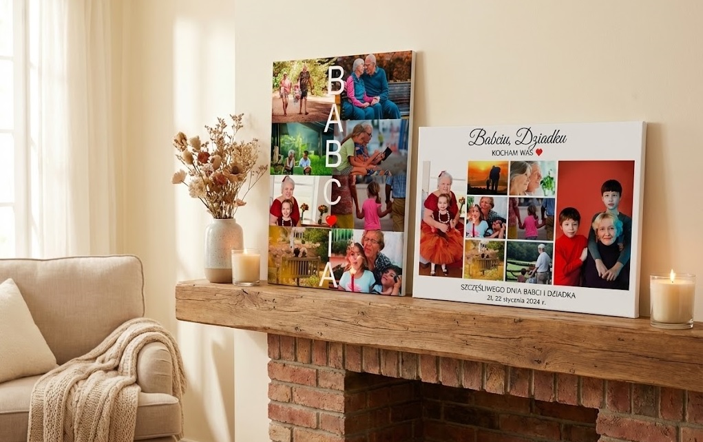 Prezent dla babci i dziadka obraz kolaż ze zdjęć