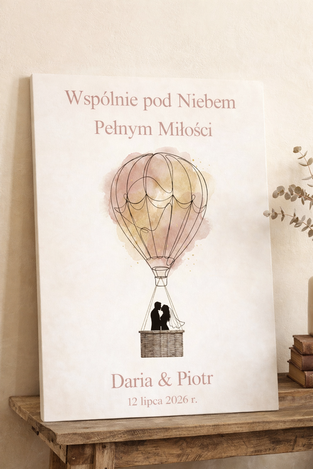 Obraz księga gości ślubna na odciski podpisy BALON personalizacja