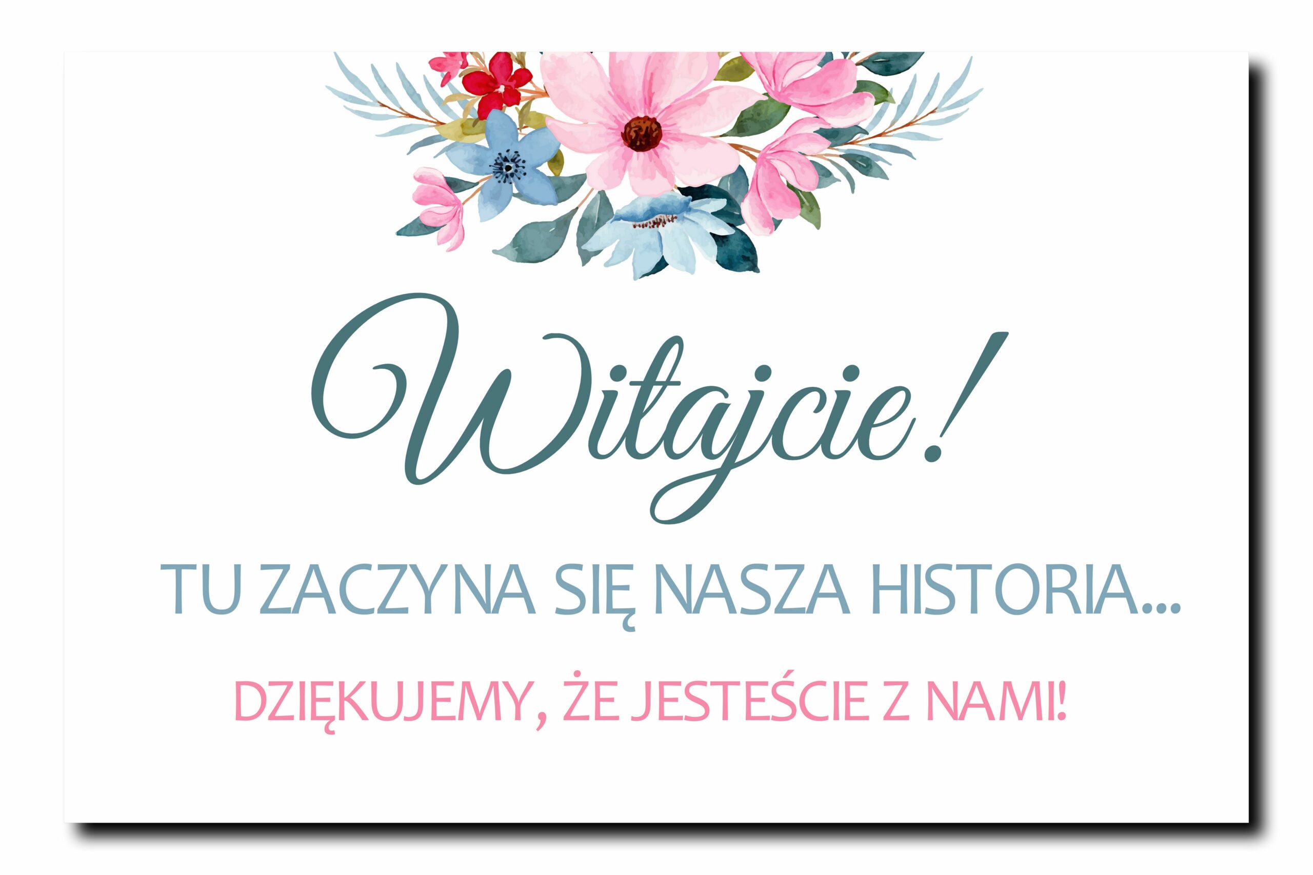 Tablica Powitalna Akwarelowe Kwiaty na Wesele obraz