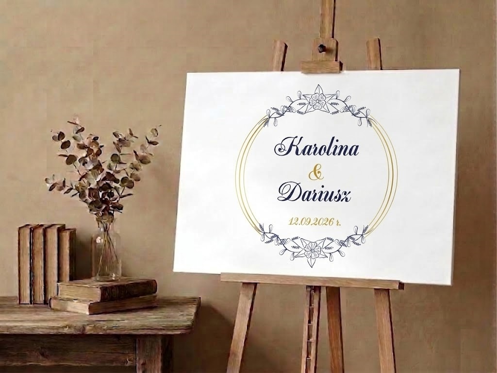 Obraz tablica powitalna na ślub wesele elegancka z personalizacją