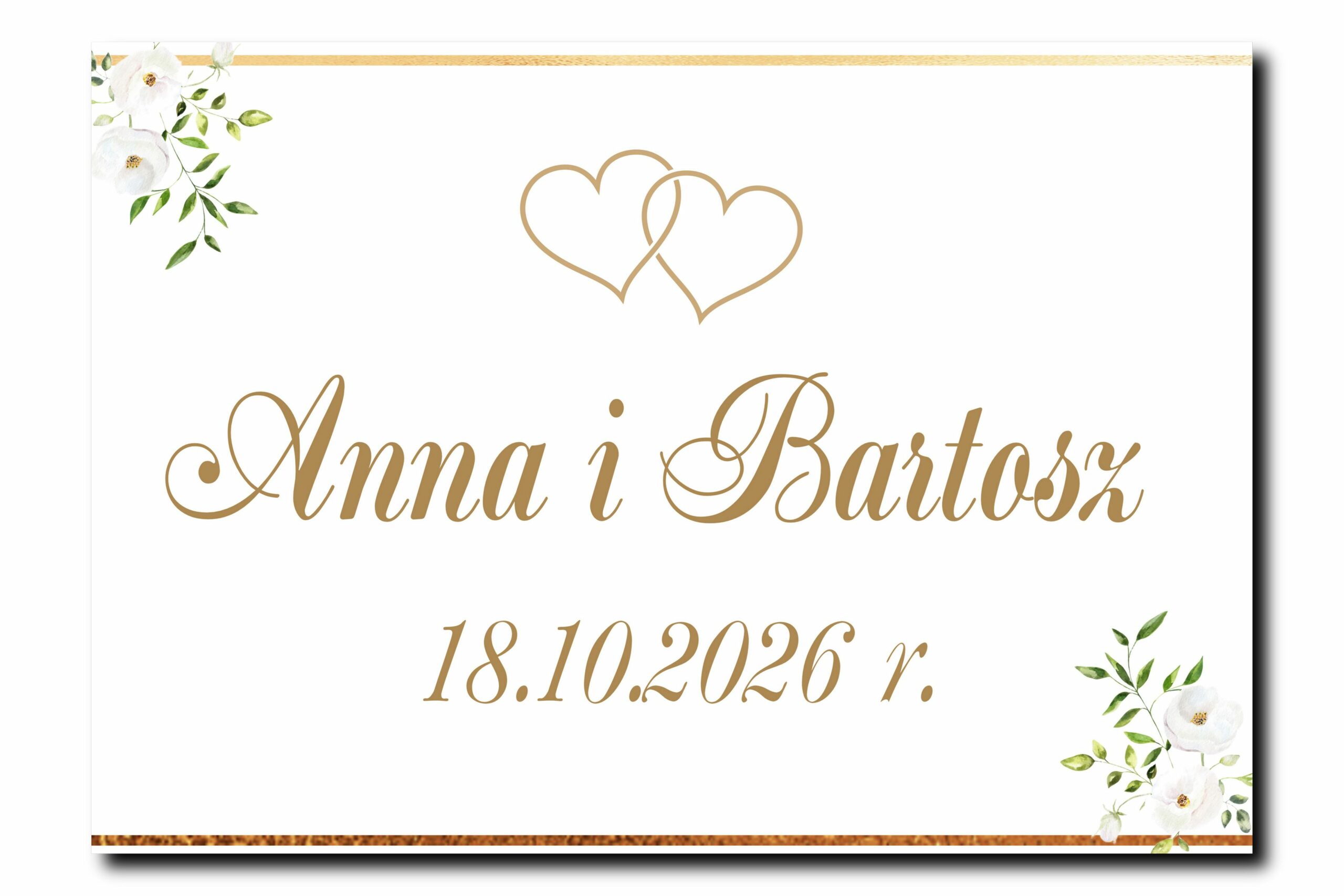Tablica Powitalna na Wesele Złote Serca Pozioma