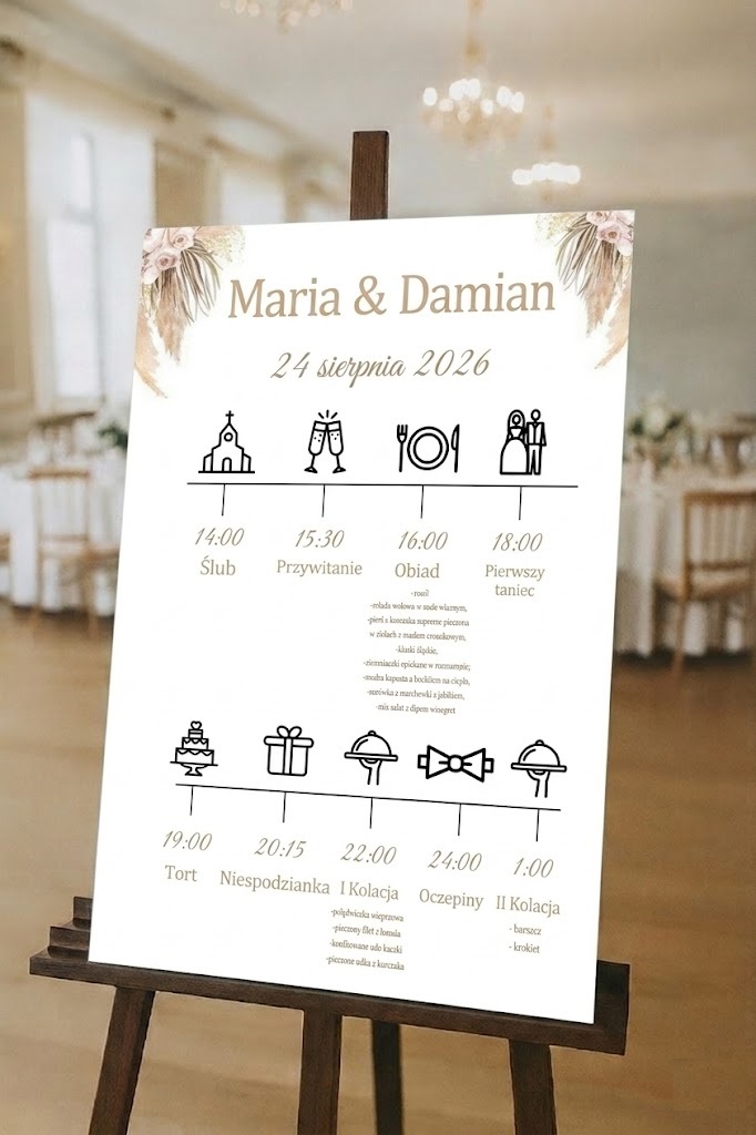 Harmonogram Wesela Boho z Ikonami