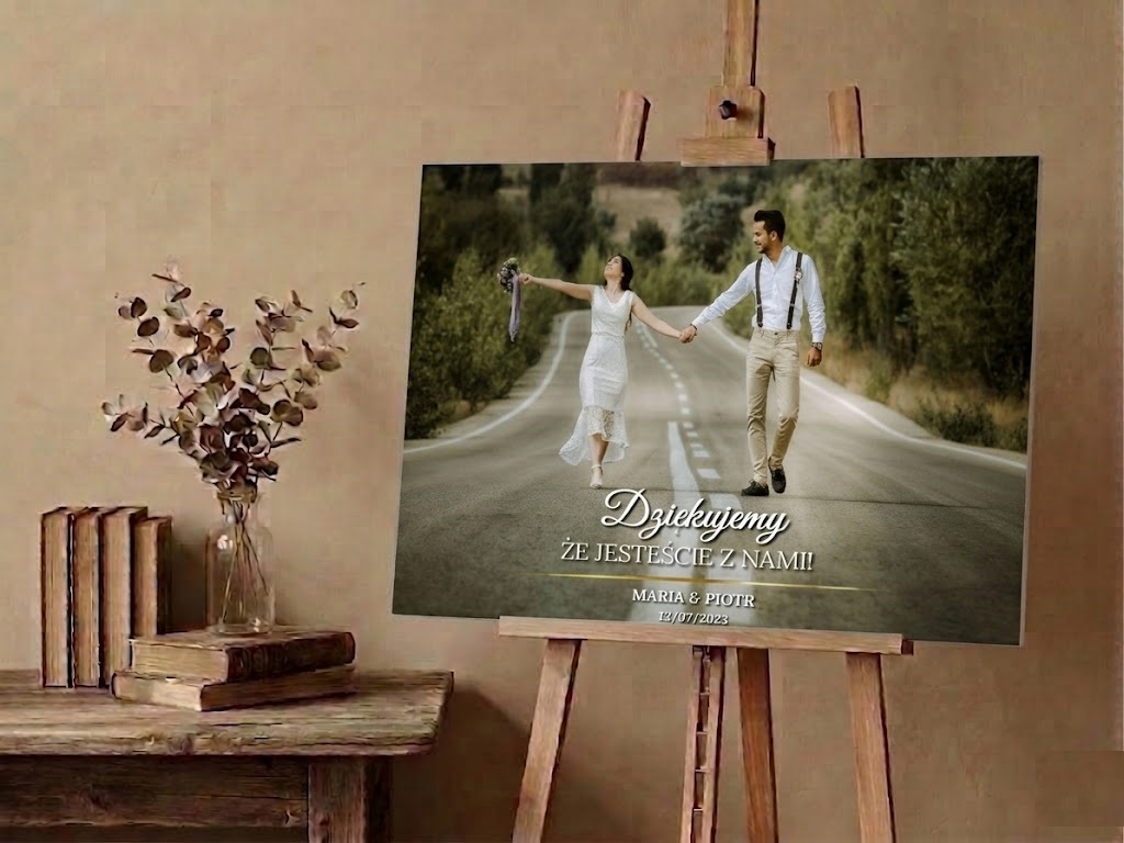 Obraz na wesele tablica powitalna ze zdjęciem i perosnalizacją