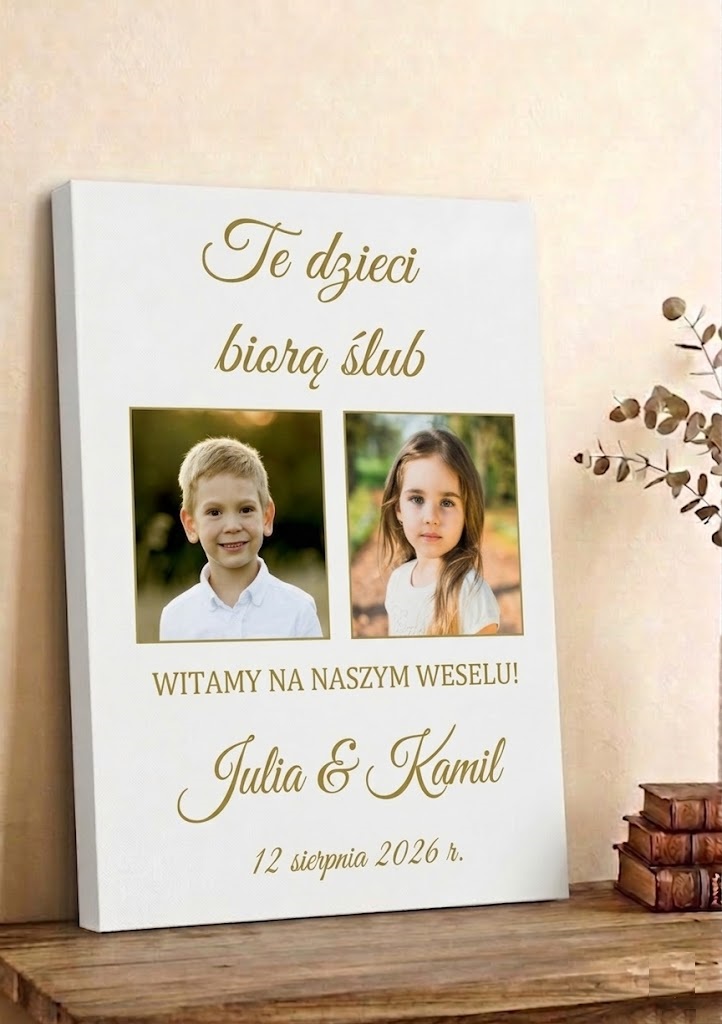 Obraz na ślub wesele ze zdjęciem te dzieci biorą ślub