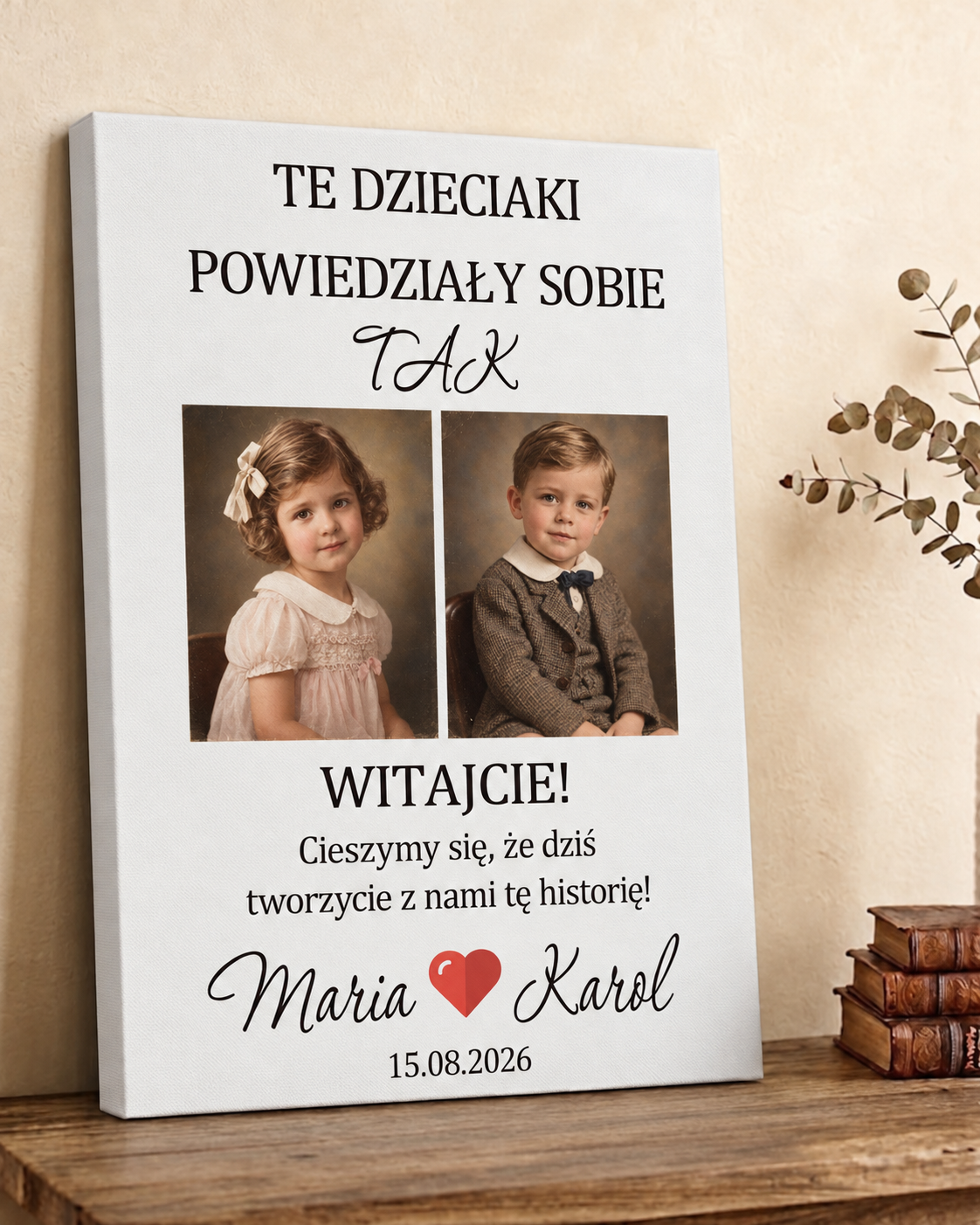 Tablica Powitalna na Wesele ze Zdjęciami z Dzieciństwa – Personalizowana