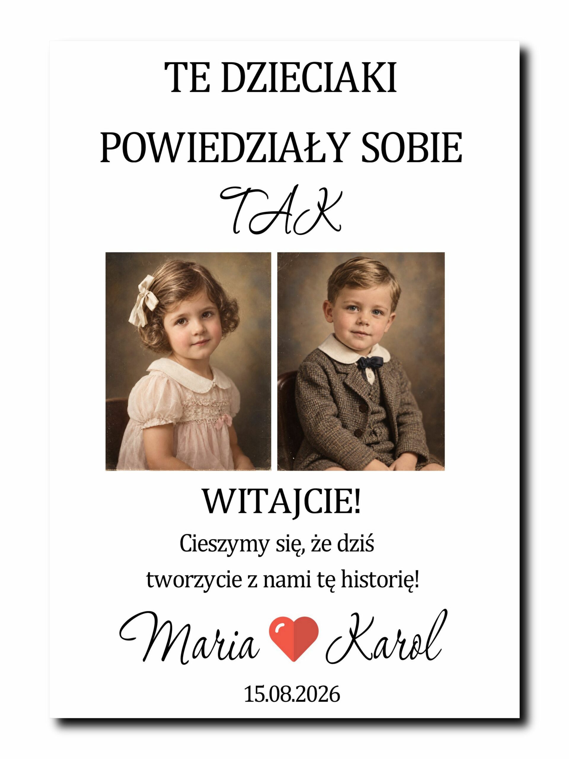 Tablica Powitalna na Wesele ze Zdjęciami z Dzieciństwa